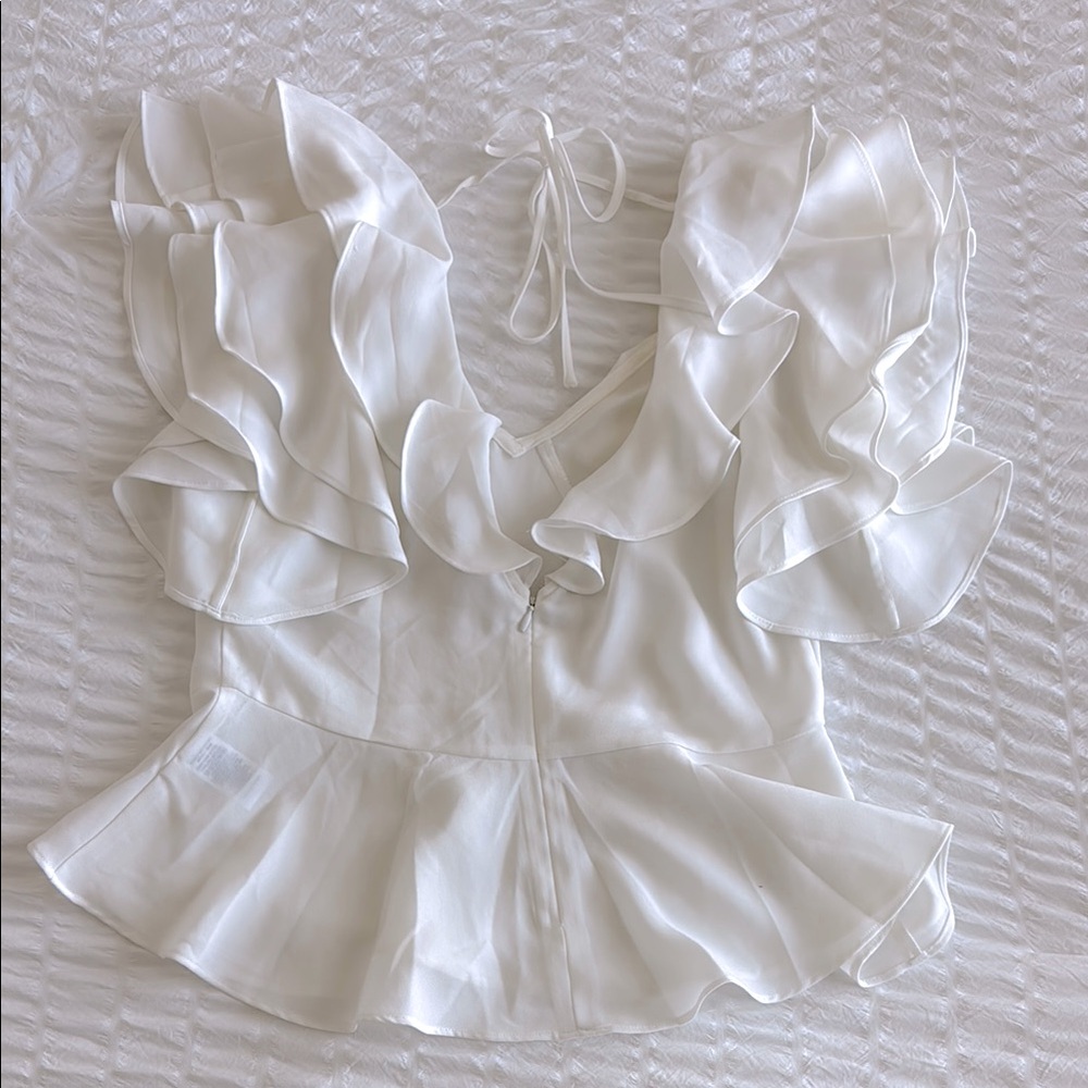 Elegant White Ruffle Top - Picture 2 of 5